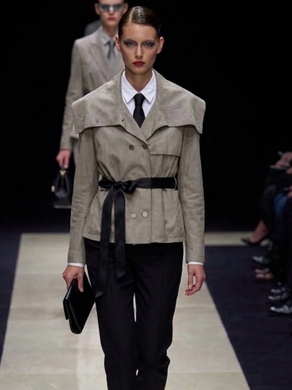 $5900 Vintage 2002 Georgio Armani Runway shawl collared Lambskin Jacket